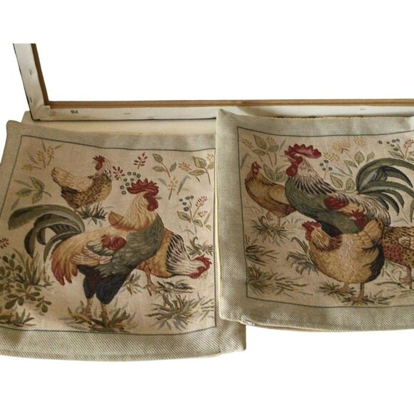 Vintage Jules Pansu Tapestry Pillow Covers Rooster Chicken Design (Set of 2) - Picture 5 of 13